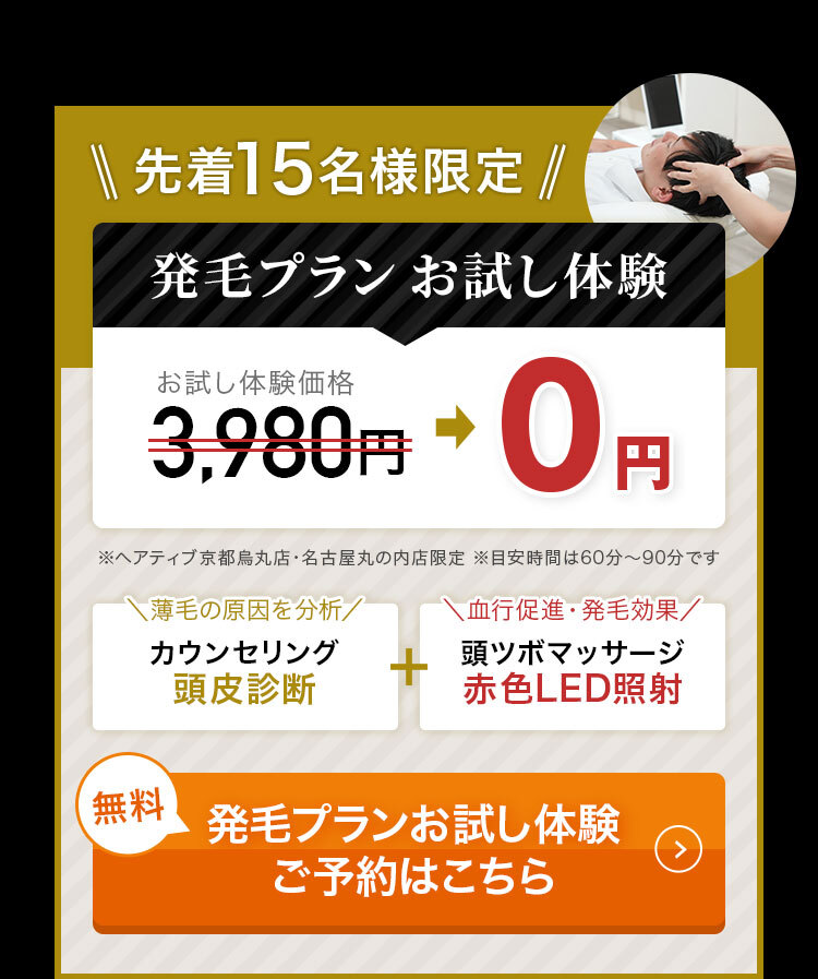 先着15名様限定 発毛プランお試し体験